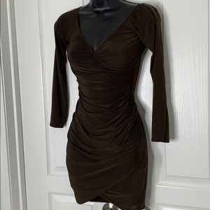 PRETTYLITTLETHING BROWN LONG SLEEVE DRESS